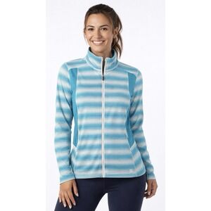 Title Nine Women's XL Blue Striped Full Zip Performance Athletic Running Jacket